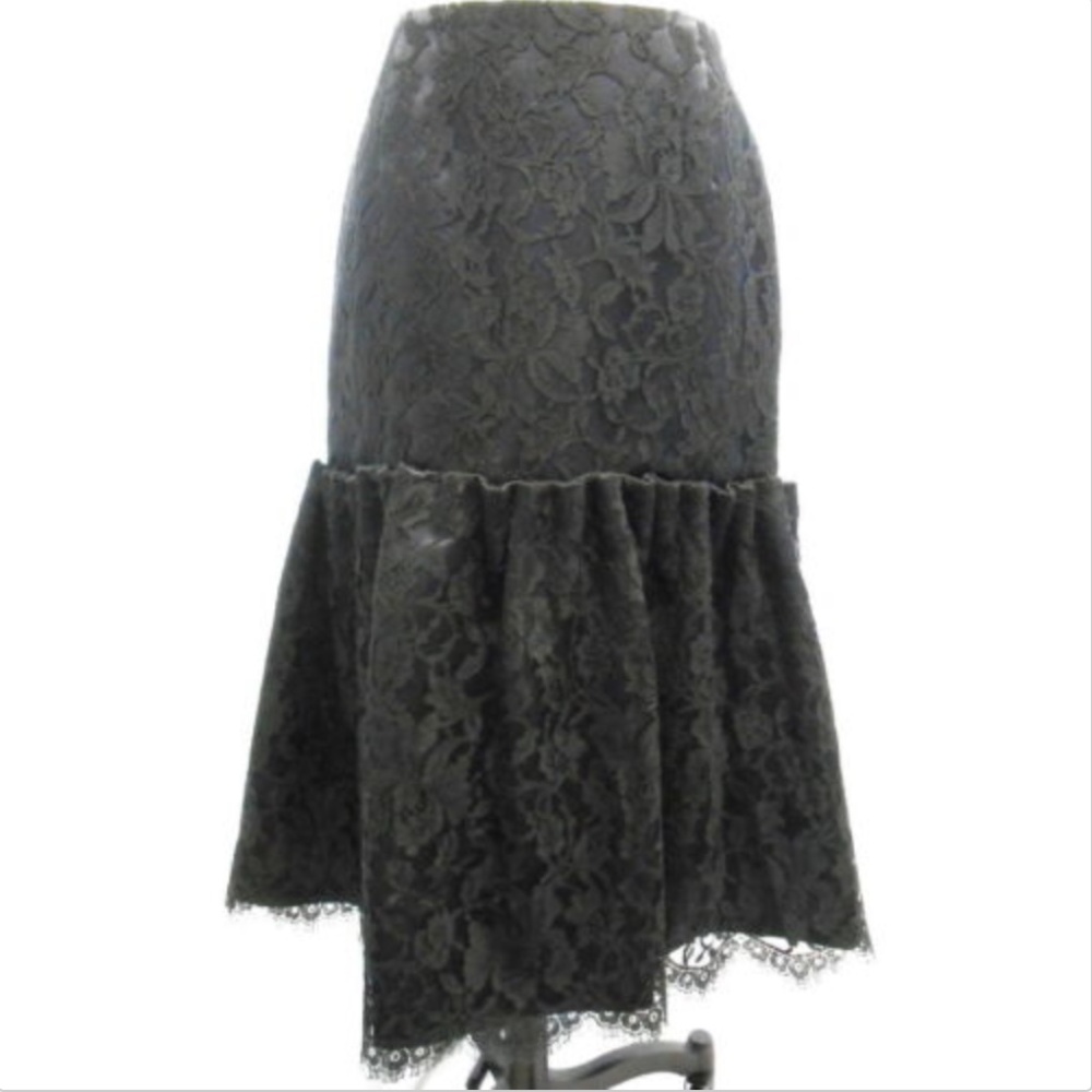 Custom Made midnight blue skirt w/ black lace sz 4
